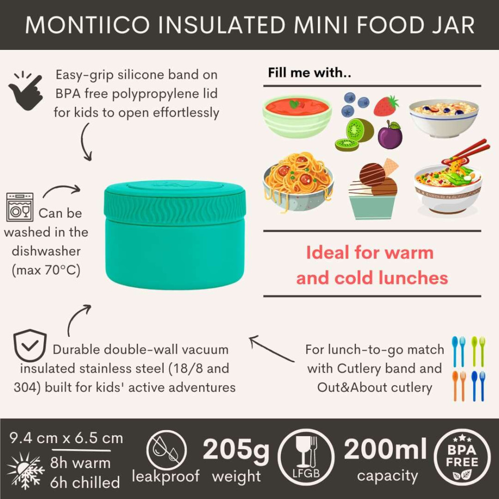 Montiico Mini Θερμός Φαγητού 200 ml (Calypso Pink)