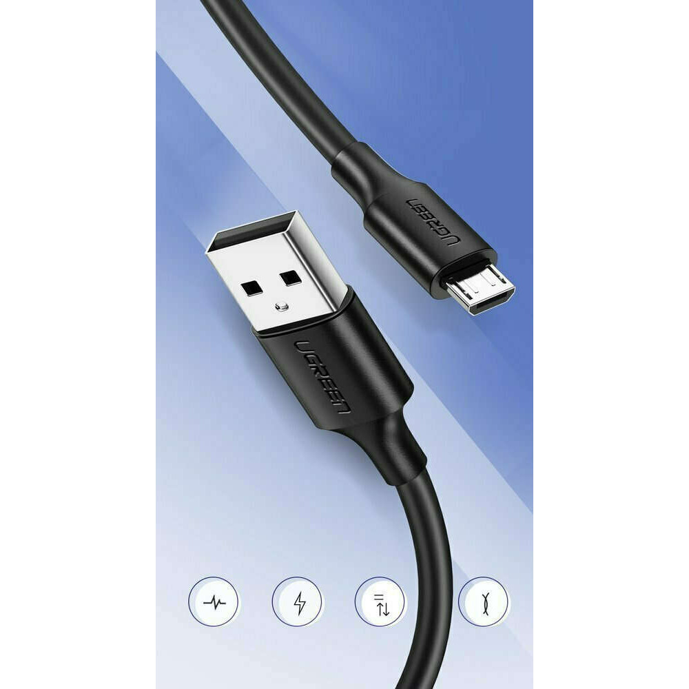 UGreen US289/60136 Καλώδιο Φόρτισης / Δεδομένων USB σε Micro-USB 2A 1m (Μαύρο)