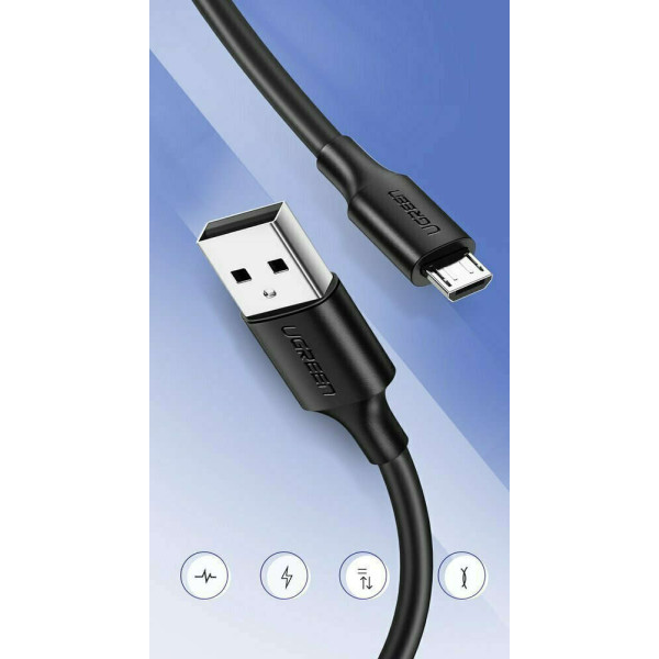 UGreen US289/60136 Καλώδιο Φόρτισης / Δεδομένων USB σε Micro-USB 2A 1m (Μαύρο)