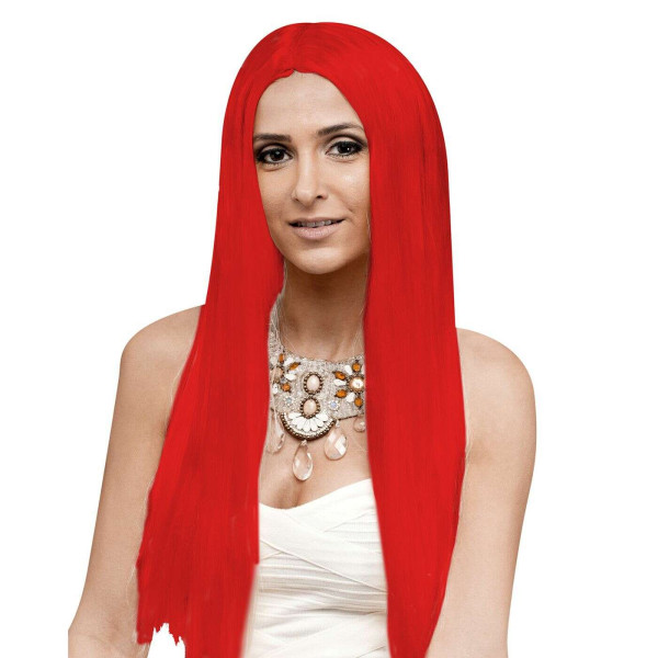 Αποκριάτικη Περούκα Ίσιο Μακρύ Μαλλί με Χωρίστρα (Κόκκινο)