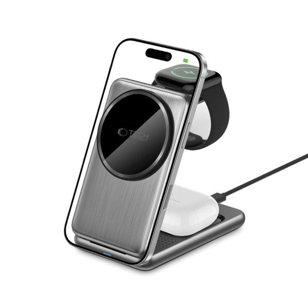 Tech-Protect QI15W-A42 3IN1Magnetic Magsafe Φορτιστής (Space Grey)