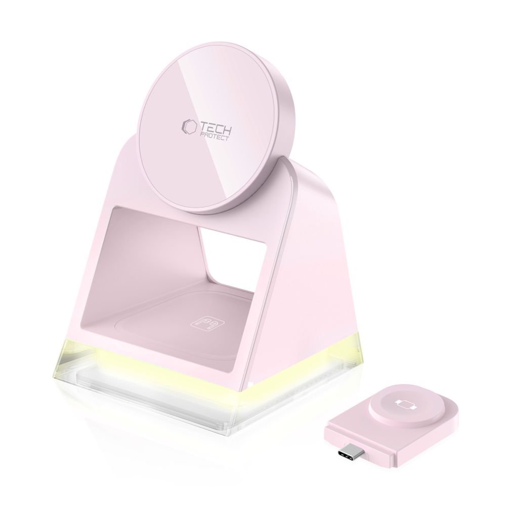 Tech-Protect QI15W-A43 3IN1Magnetic Magsafe Φορτιστής (Baby Pink)