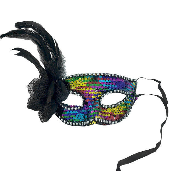 Μάσκα Ματιών Βενετσιάνικη με Λουλούδι και Φτερά