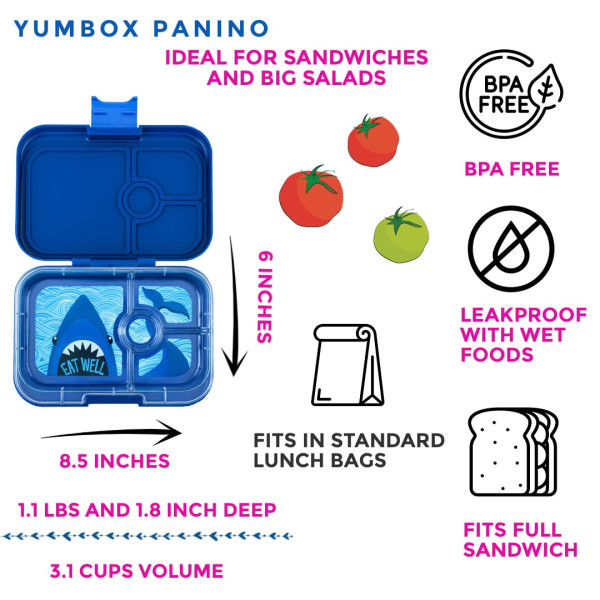 Yumbox Panino Φαγητοδοχείο με 4 χωρίσματα (Monte Carlo Blue - Shark)