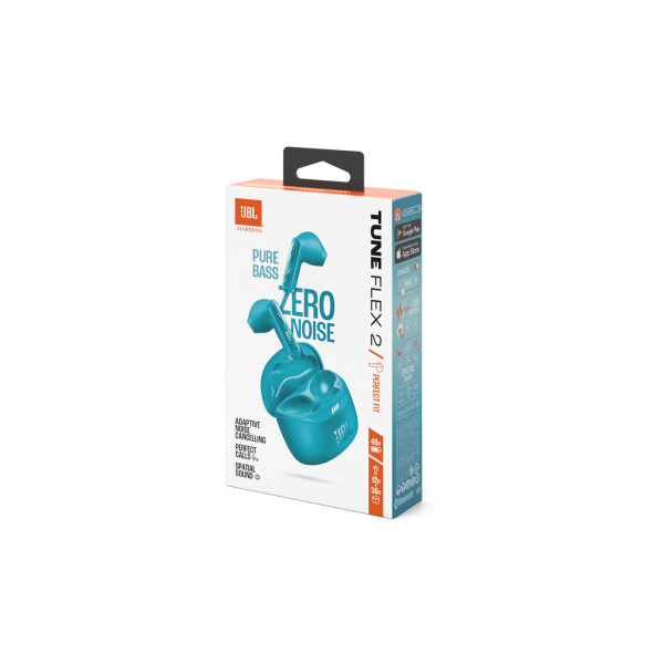 JBL Tune Flex 2, True Wireless Ear-Buds Headphones, ANC, Spatial, IP54 (Turquoise)