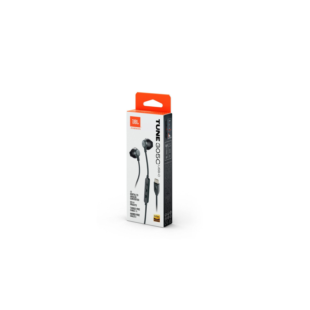 JBL Tune 305C, Ear-Buds Headphones USB-C, Hi-Res (Μαύρο)