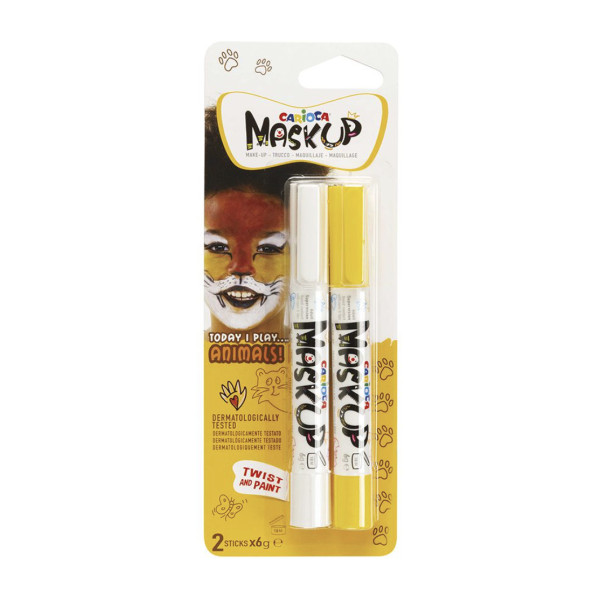 Carioca Maskup Βαφές Προσώπου Κίτρινο-Λευκό (2 τμχ)