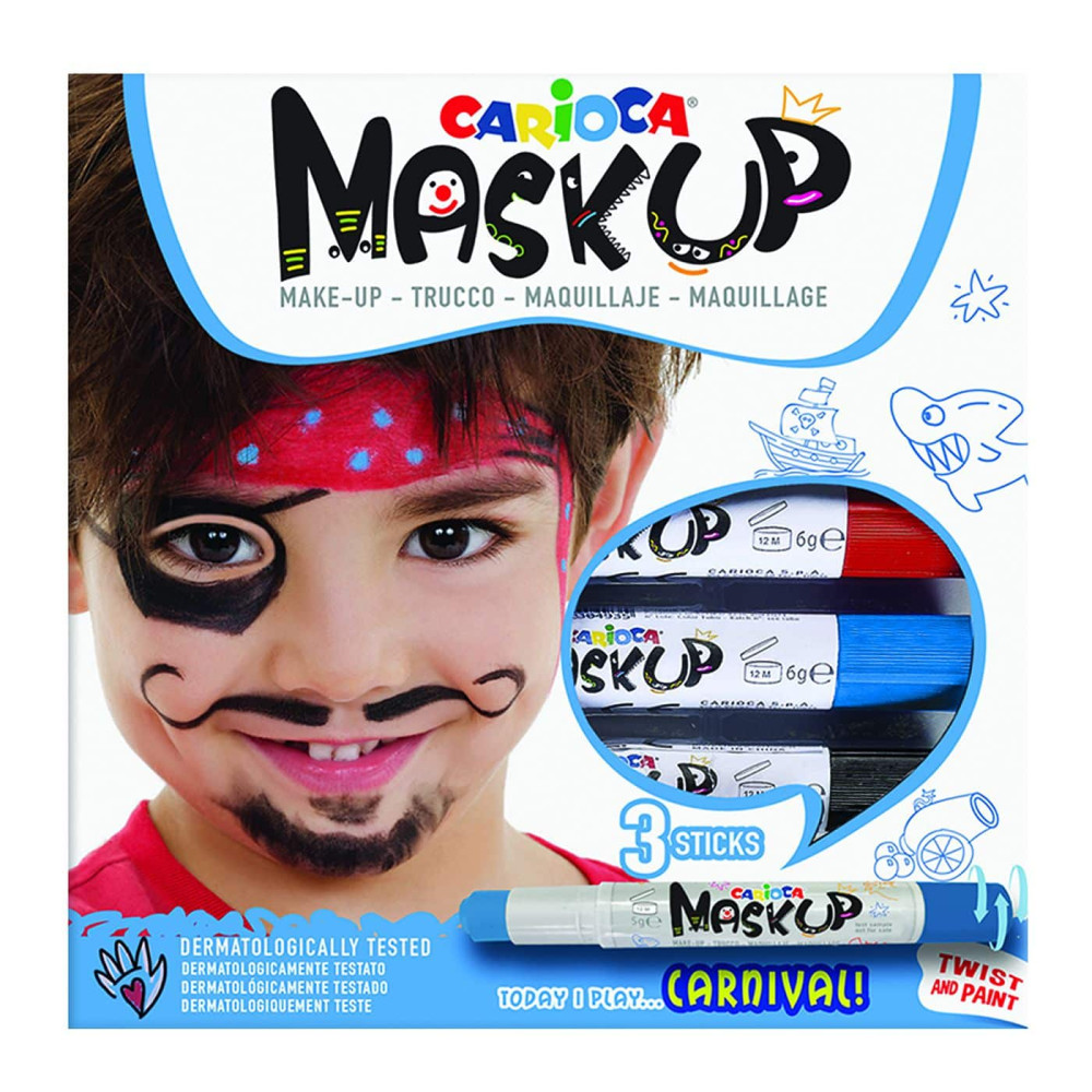Carioca Maskup Βαφές Προσώπου Κόκκινο-Μπλε-Μαύρο (3 τμχ)