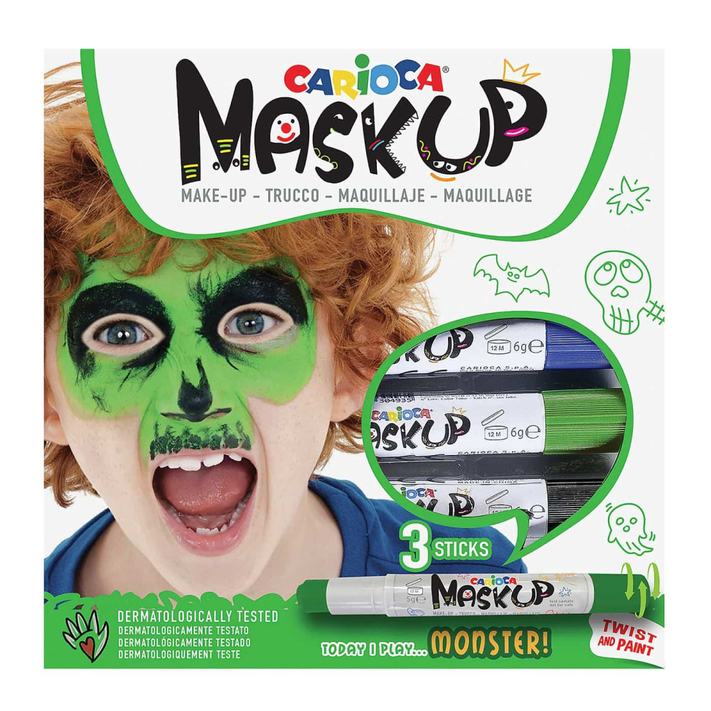 Carioca Maskup Βαφές Προσώπου Μπλε-Πράσινο Μαύρο (3 τμχ)