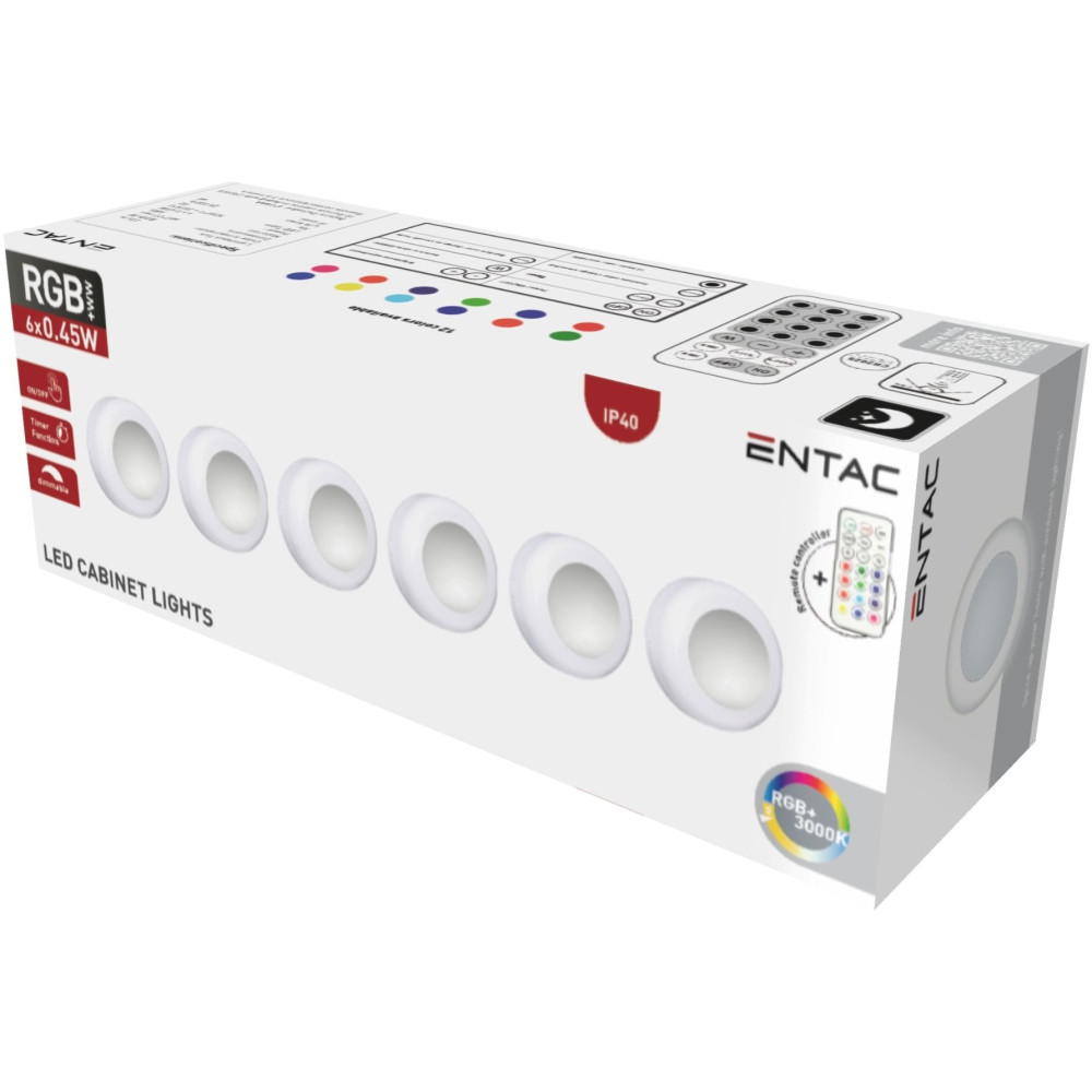 Entac Mini Φορητό Φωτάκι Νυκτός 0,45W RGB RC (6τμχ/σετ)