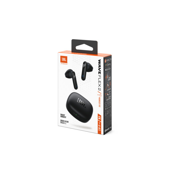 JBL Wave Flex 2, True Wireless Ear-Buds Headphones, Smart Ambient, IP54 (Μαύρο)
