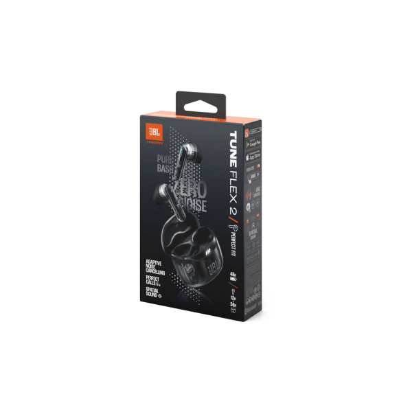 JBL Tune Flex 2, True Wireless Ear-Buds Headphones, ANC, Spatial, IP54 (Ghost Black)