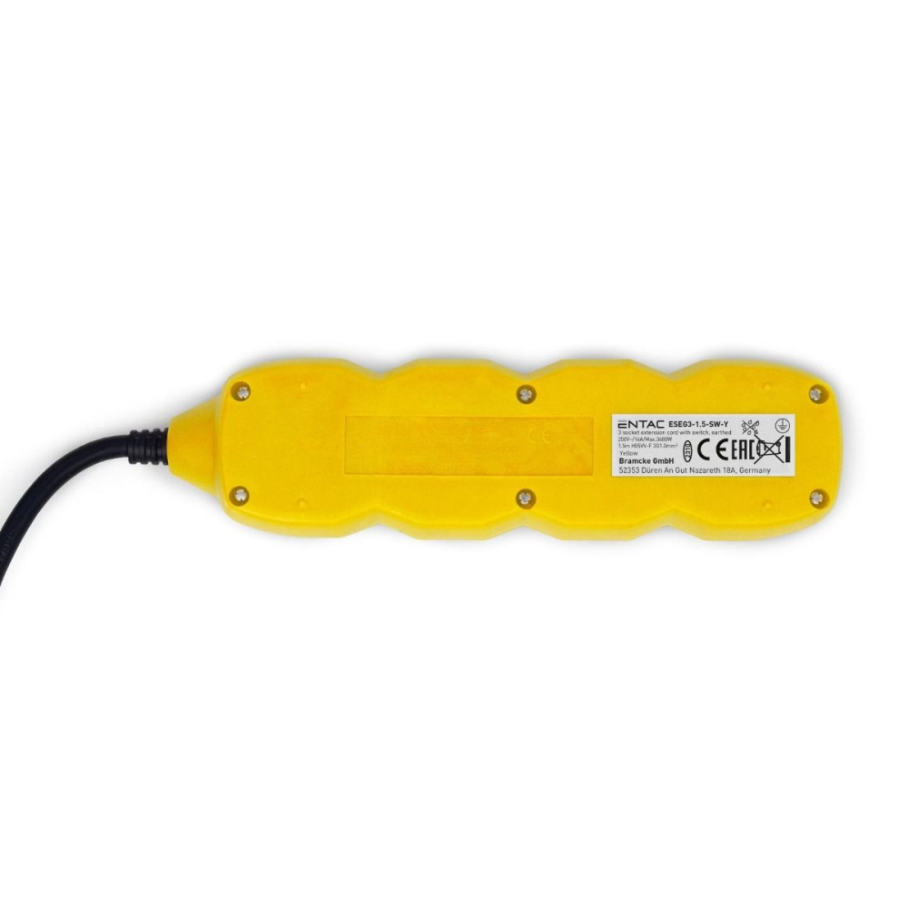 Entac Πολύπριζο 3 Θέσεων Με Διακόπτη 3x1.0mm 1.5m (Κίτρινο)