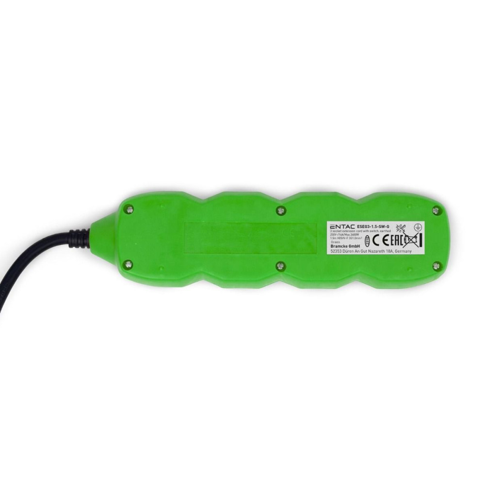 Entac Πολύπριζο 3 Θέσεων Με Διακόπτη 3x1.0mm 1.5m (Πράσινο)