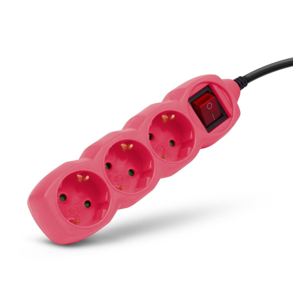 Entac Πολύπριζο 3 Θέσεων Με Διακόπτη 3x1.0mm 1.5m (Ροζ)