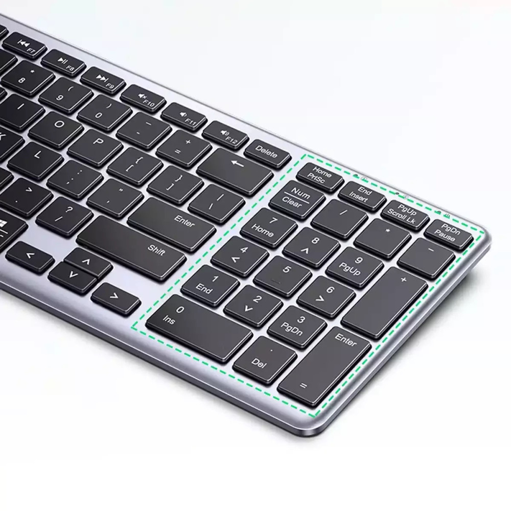 UGreen KU005/15258 Ασύρματο Ultra Slim Πληκτρολόγιο 2.4 GHz+BT (Silver)