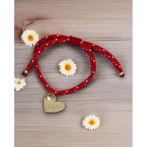 LifeLikes Βραχιόλι Μαρτάκι Μαμά με πουά κορδόνι