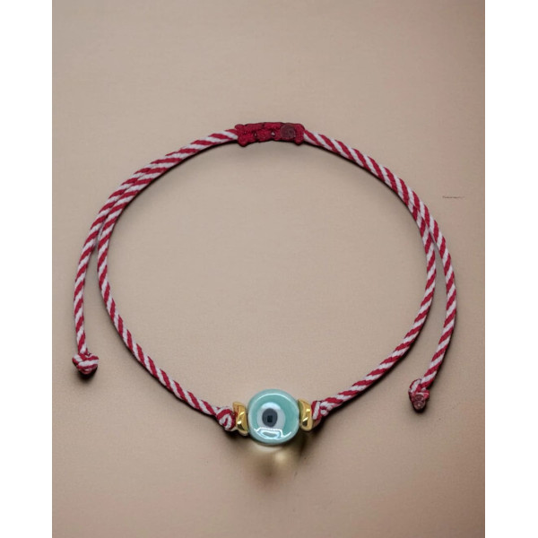 LifeLikes Βραχιόλι Μαρτάκι κεραμικό μάτι φυστικί