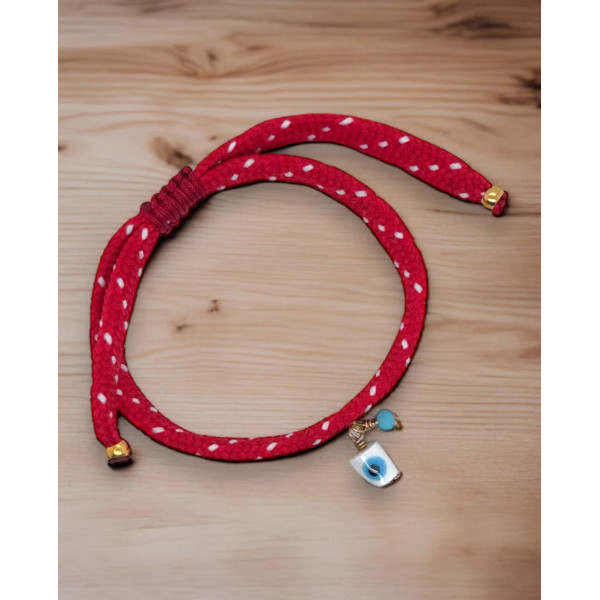LifeLikes Βραχιόλι Μαρτάκι μάτι με πουά κορδόνι
