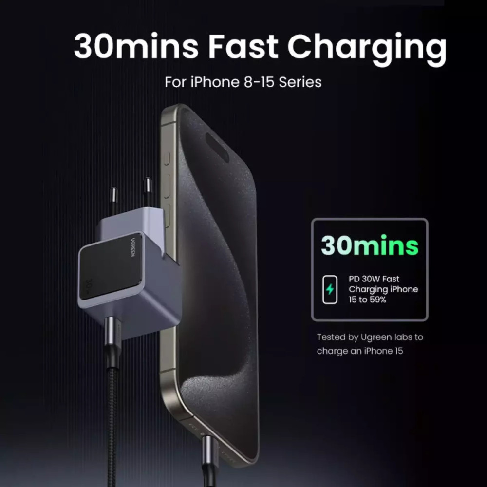 UGreen X503/35041 GaN φορτιστής USB-C 30W PD (Gray)