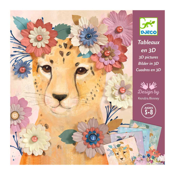 Djeco Xάρτινη Kατασκευή 3D εικόνες "Λουλουδένια στεφάνια σε ζωάκια"