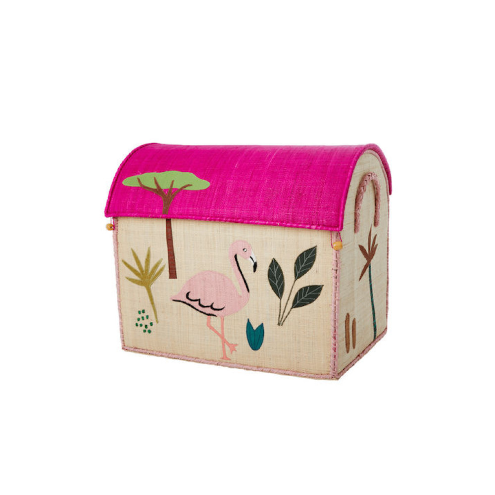 RICE Κουτί Παιχνιδιών Μεγάλο Ζώα της Ζούγκλας (Ροζ-Πολύχρωμο)