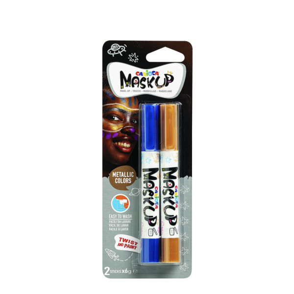 Carioca Maskup Βαφές Προσώπου Metallic Μπλε - Χρυσό (2 τμχ)