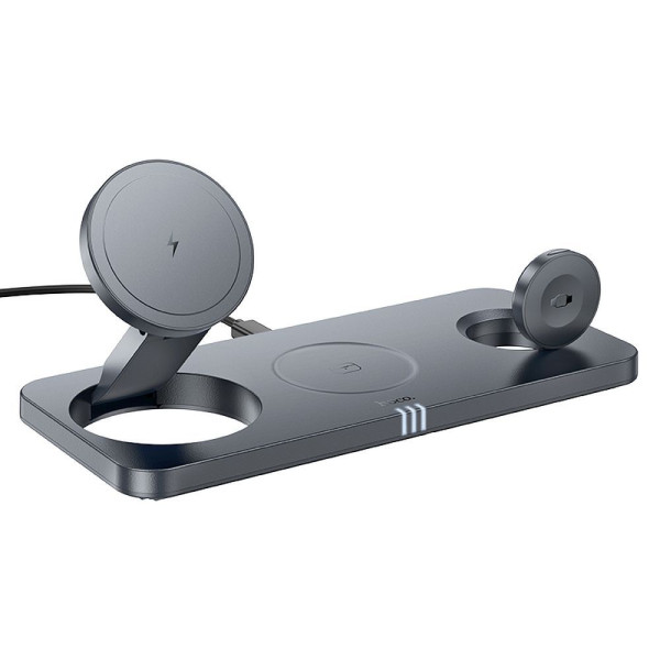 Hoco CQ22 Folding 3in1 Magsafe Φορτιστής 3A 15W (Metal Gray)