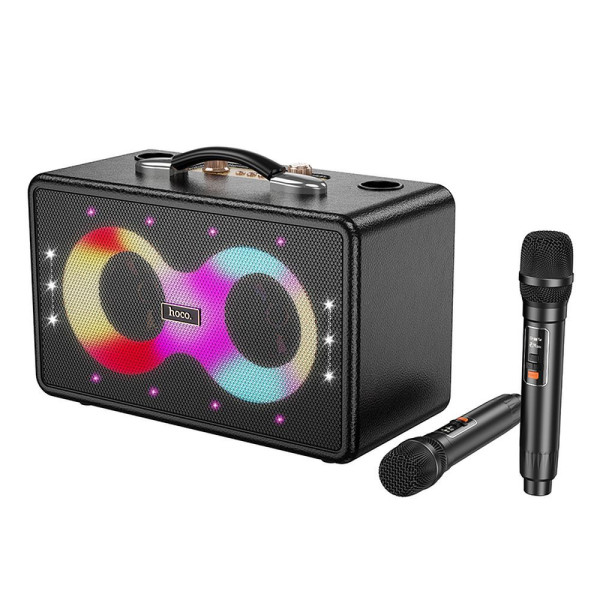 Hoco HA8 Karaoke Dual-Mic LED Φορητό Ηχείο Bluetooth με 2 μικρόφωνα (Μαύρο) 