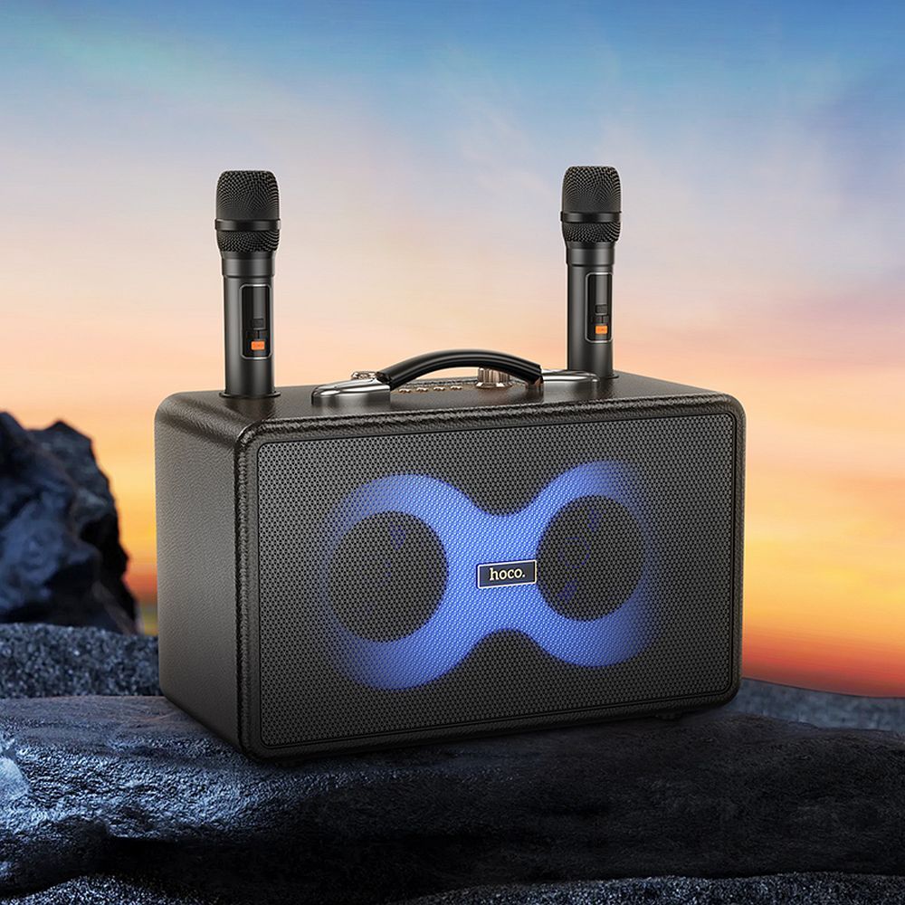 Hoco HA8 Karaoke Dual-Mic LED Φορητό Ηχείο Bluetooth με 2 μικρόφωνα (Μαύρο) 