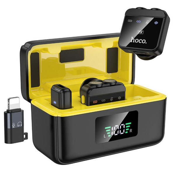 Hoco L17 Dual Mic (magnetic Lavalier) Ασύρματο Μικρόφωνο Πέτου Lightning / Type-C (2 in set) (Μαύρο)