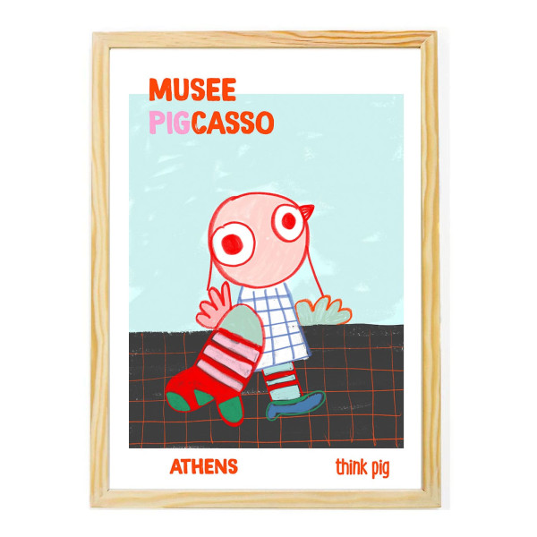 Think Pig Κάδρο με Αφίσα Pigcasso A4