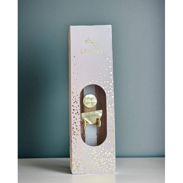 LifeLikes Λαμπάδα Gold Vibes Σκουλαρίκι Γραμμωτό Ροζ Κουτί
