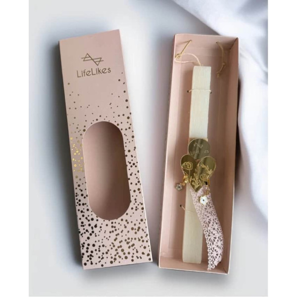 LifeLikes Λαμπάδα Flower Heart με Σκουλαρίκια Ροζ Κουτί