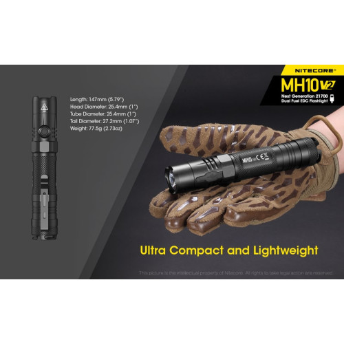 Nitecore Multi Task Hybrid MH10V2 Φακός Led 1200lm (Μαύρο)