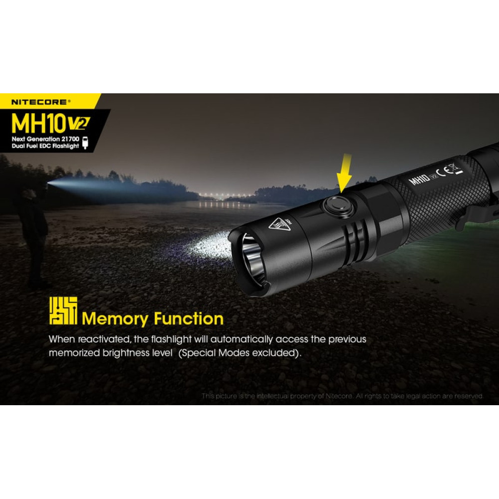 Nitecore Multi Task Hybrid MH10V2 Φακός Led 1200lm (Μαύρο)