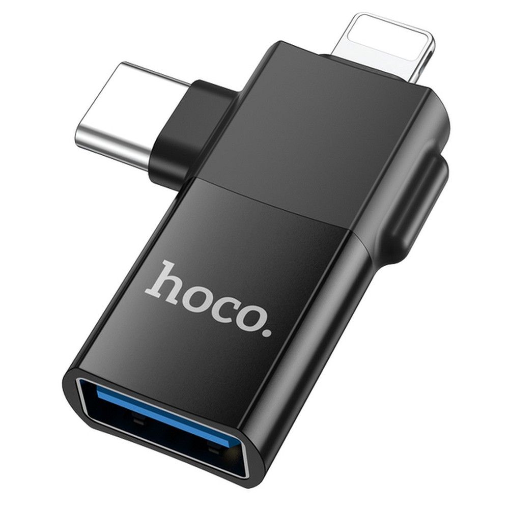 Αντάπτορας Hoco UA17 OTG Type-C (male) / Lightning (male) σε USB-A (female) (Μαύρο)
