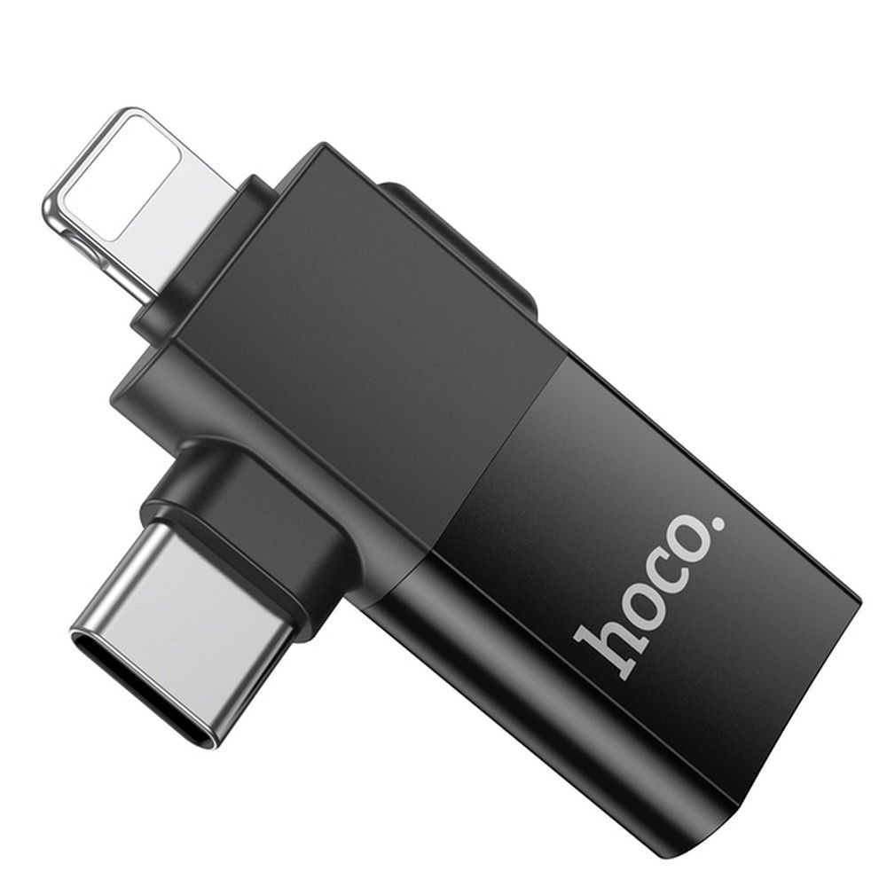 Αντάπτορας Hoco UA17 OTG Type-C (male) / Lightning (male) σε USB-A (female) (Μαύρο)