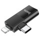 Αντάπτορας Hoco UA17 OTG Type-C (male) / Lightning (male) σε USB-A (female) (Μαύρο)