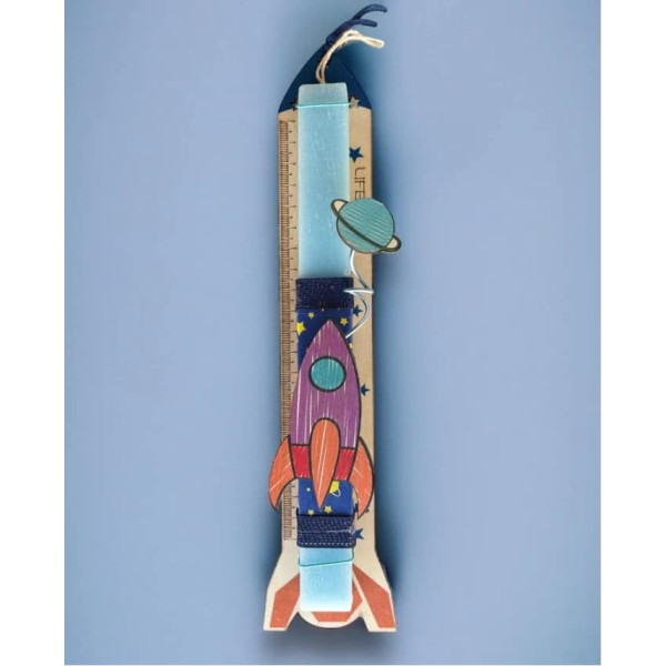 LifeLikes Λαμπάδα Ξύλινος Χάρακας Διαστημόπλοιο