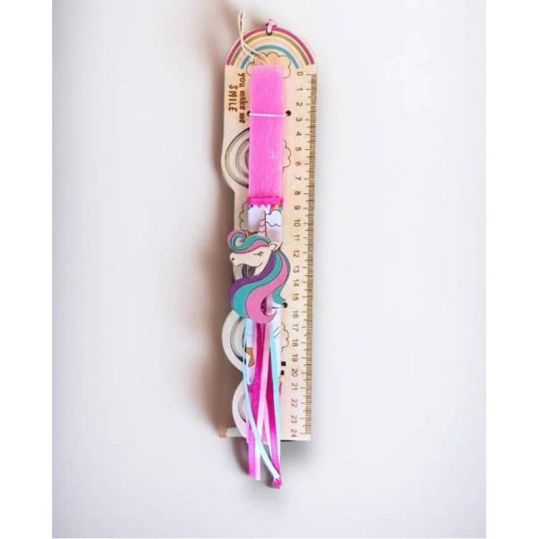 LifeLikes Λαμπάδα Ξύλινος Χάρακας Μονόκερος