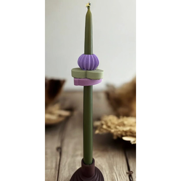 ThygaTerra Λαμπάδα από Φυσικό Μελισσοκέρι με Διακοσμητικά Ρητίνης (Πράσινο)