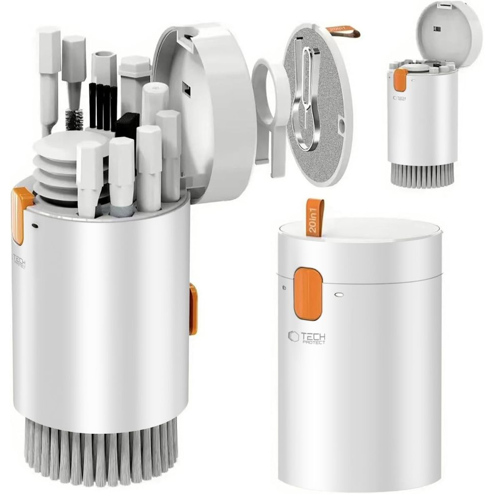 Tech-Protect CS01 Σετ Καθαρισμού 20IN1 για Τηλέφωνα, Earphone, Tablet, Laptop (Λευκό)