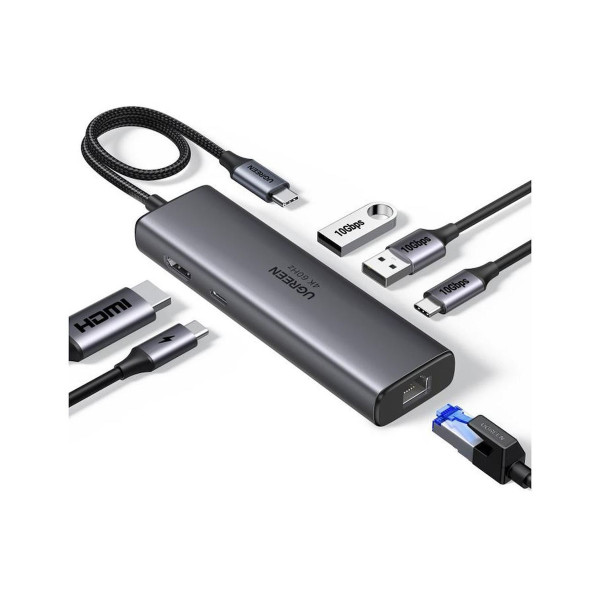 Ugreen CM512/45000 αντάπτορας 6 σε 1 USB-C Hub 1 x HDMI, 1 x USB-C, 2 x USB-A, 1 x RJ45  