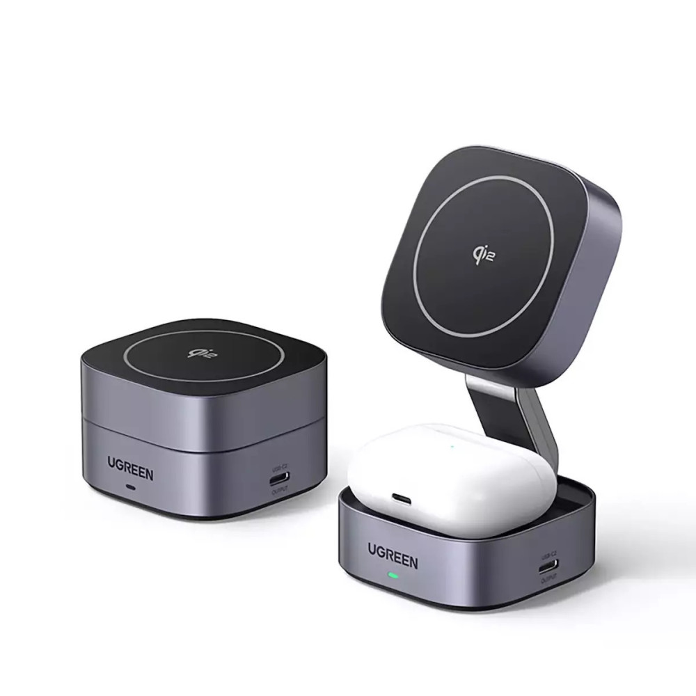 UGreen W702/35316 2-in-1 Magnetic Wireless Charger/Stand 15W Qi2 (Grey)