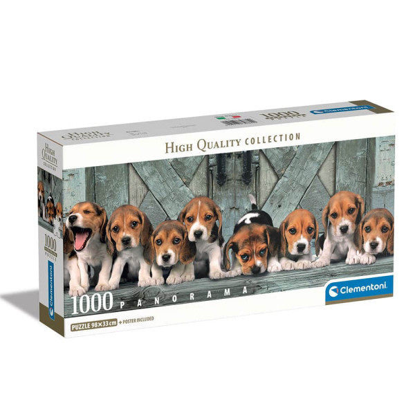 Clementoni Παζλ Panorama High Quality Collection Σκυλάκια Beagles, Compact Box (1000 τμχ)