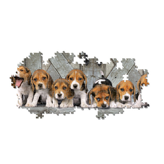 Clementoni Παζλ Panorama High Quality Collection Σκυλάκια Beagles, Compact Box (1000 τμχ)