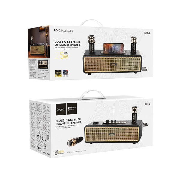 Hoco BS63 Karaoke Ηχείο Bluetooth με 2 μικρόφωνα (Μαύρο)