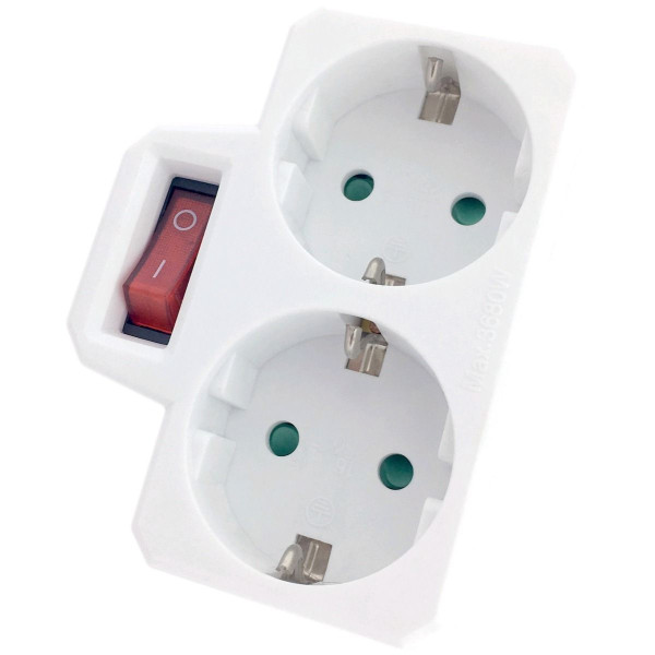 Entac EPAG-2EE-SW Πολύπριζο Σούκο με Διακόπτη (Λευκό)