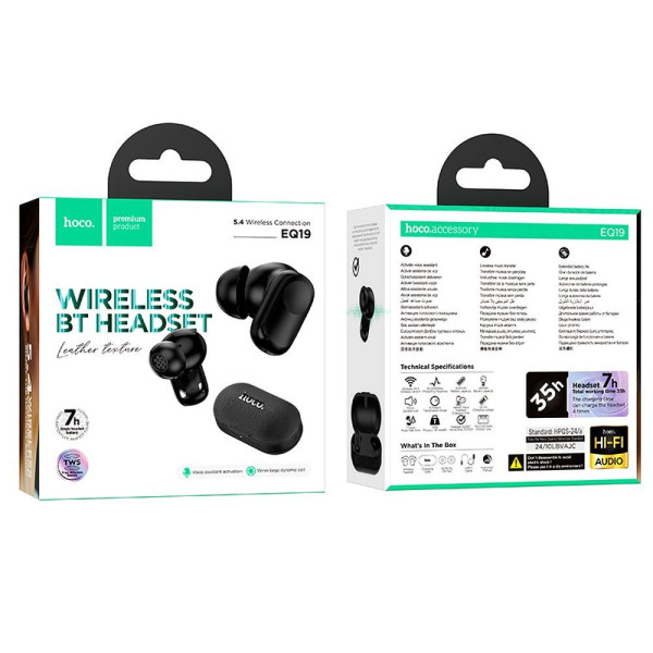 Hoco Ασύρματα Ακουστικά Bluetooth TWS EQ19 (Midnight Black)
